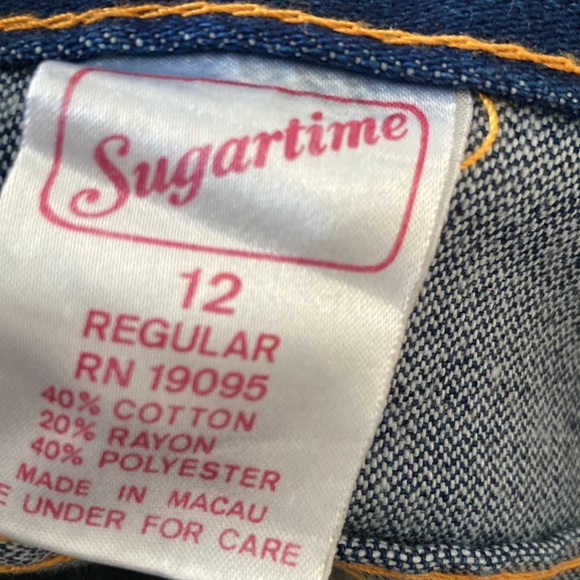 Vtg 1980s NWT Unworn Sugartime Embroidered Back Pockets Girls Denim Jeans Sz 12 - Picture 9 of 9